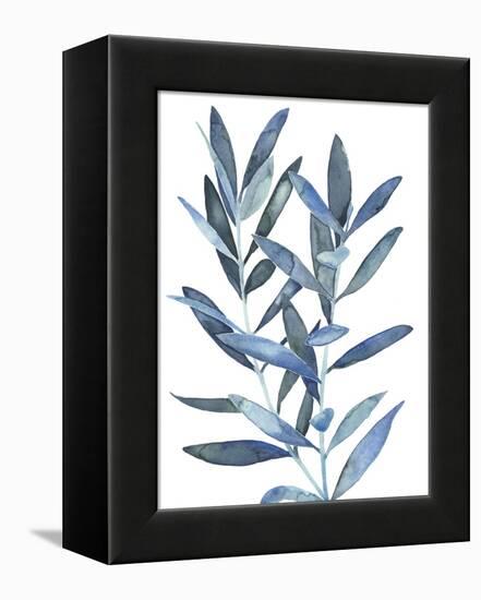 Indigo Leaves III-Megan Meagher-Framed Stretched Canvas