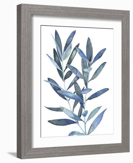 Indigo Leaves III-Megan Meagher-Framed Art Print