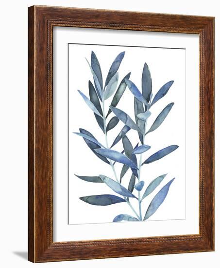 Indigo Leaves III-Megan Meagher-Framed Art Print