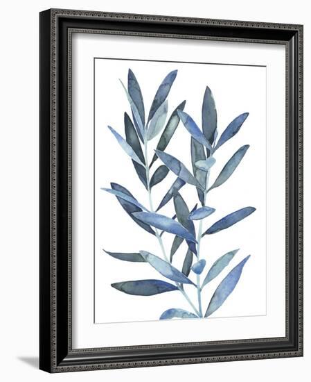 Indigo Leaves III-Megan Meagher-Framed Art Print