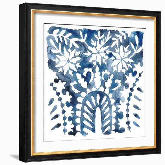 Indigo Ornament VIII-Chariklia Zarris-Framed Art Print