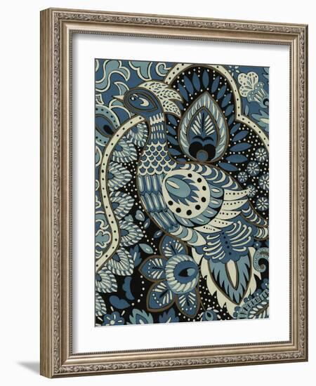 Indigo Peacock II-Chariklia Zarris-Framed Art Print