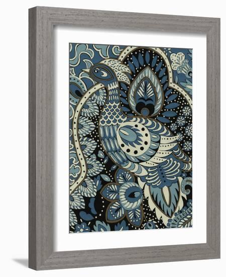 Indigo Peacock II-Chariklia Zarris-Framed Art Print