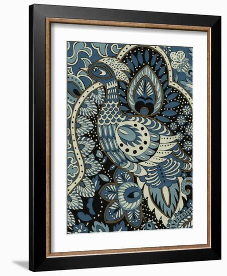 Indigo Peacock II-Chariklia Zarris-Framed Art Print