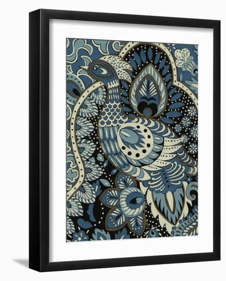 Indigo Peacock II-Chariklia Zarris-Framed Art Print