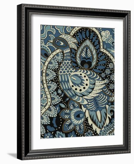 Indigo Peacock II-Chariklia Zarris-Framed Art Print