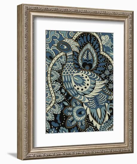 Indigo Peacock II-Chariklia Zarris-Framed Art Print