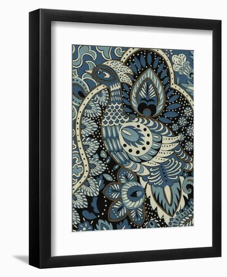 Indigo Peacock II-Chariklia Zarris-Framed Art Print