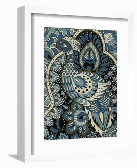 Indigo Peacock II-Chariklia Zarris-Framed Art Print