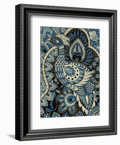 Indigo Peacock II-Chariklia Zarris-Framed Art Print