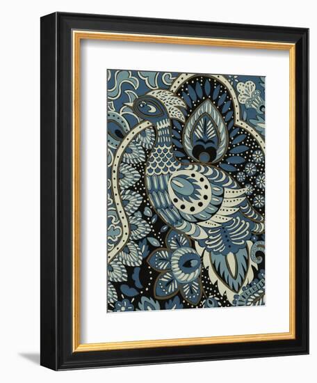 Indigo Peacock II-Chariklia Zarris-Framed Art Print