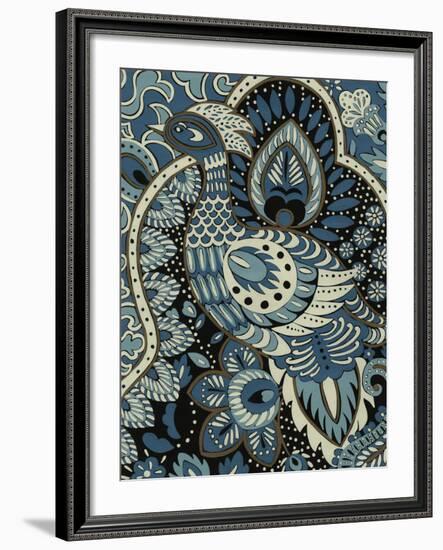 Indigo Peacock II-Chariklia Zarris-Framed Art Print