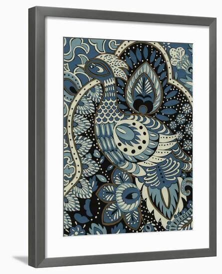 Indigo Peacock II-Chariklia Zarris-Framed Art Print