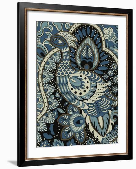 Indigo Peacock II-Chariklia Zarris-Framed Art Print