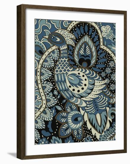 Indigo Peacock II-Chariklia Zarris-Framed Art Print