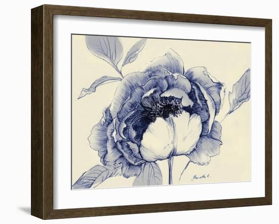 Indigo Peony-Marietta Cohen Art and Design-Framed Giclee Print