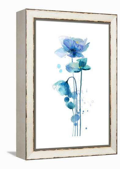 Indigo Poppy 1-Jin Jing-Framed Stretched Canvas