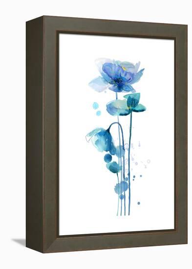 Indigo Poppy 1-Jin Jing-Framed Stretched Canvas