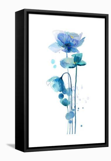 Indigo Poppy 1-Jin Jing-Framed Stretched Canvas