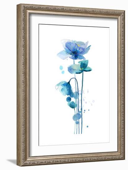 Indigo Poppy 1-Jin Jing-Framed Art Print