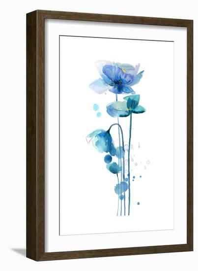 Indigo Poppy 1-Jin Jing-Framed Art Print