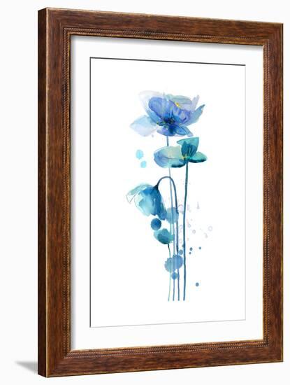 Indigo Poppy 1-Jin Jing-Framed Art Print