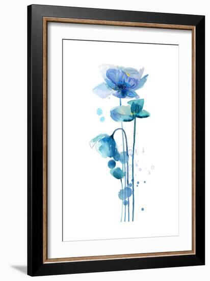 Indigo Poppy 1-Jin Jing-Framed Art Print