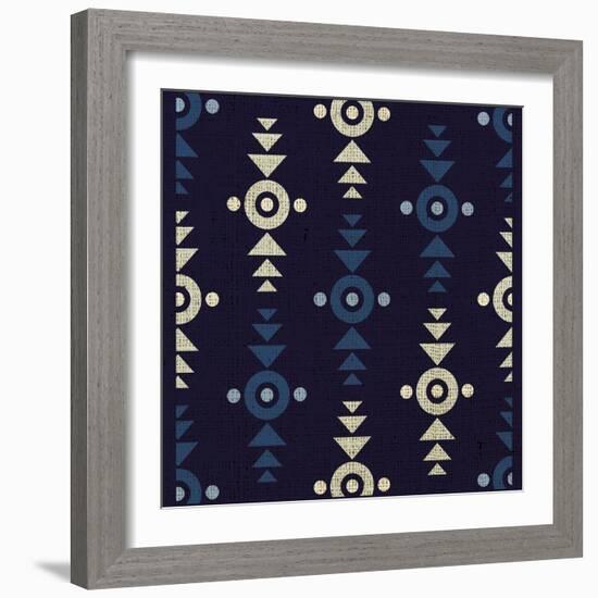 Indigo Squares Crosshairs-Melody Hogan-Framed Art Print