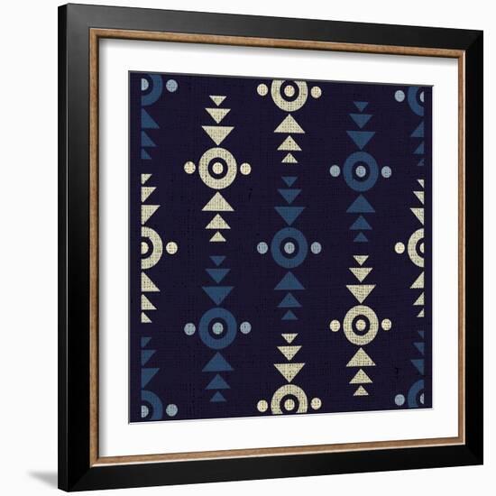 Indigo Squares Crosshairs-Melody Hogan-Framed Art Print