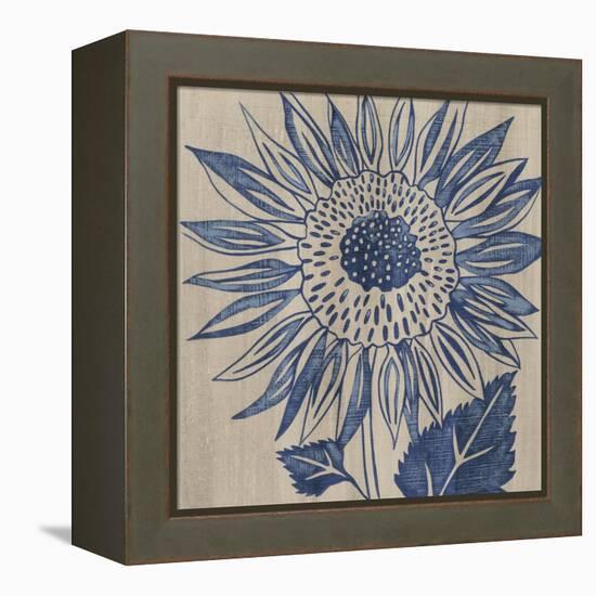 Indigo Sunflower-Chariklia Zarris-Framed Stretched Canvas