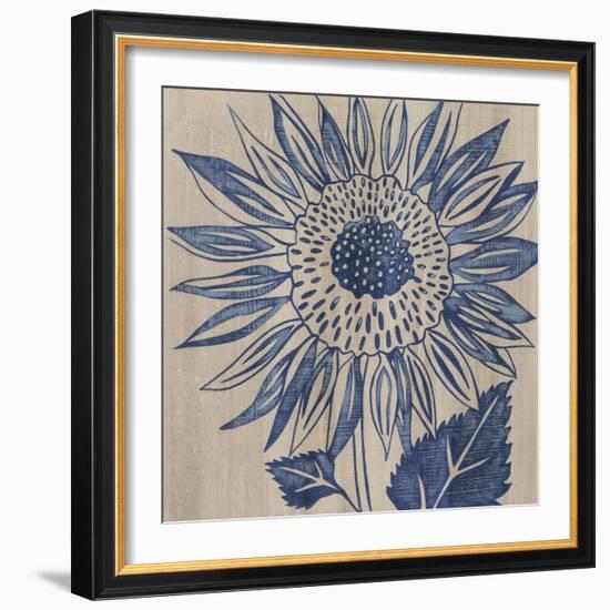 Indigo Sunflower-Chariklia Zarris-Framed Art Print