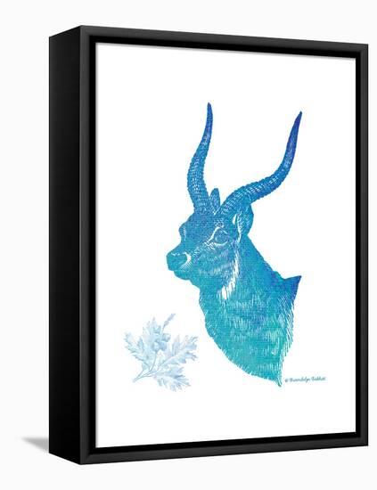 Indigo & Teal Deer II-Gwendolyn Babbitt-Framed Stretched Canvas