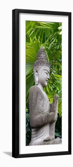 Indonesia, Bali. Buddha statue with green palms.-Cindy Miller Hopkins-Framed Photographic Print