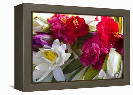 Indonesia, Bali. Outdoor Flower Market-Emily Wilson-Framed Premier Image Canvas