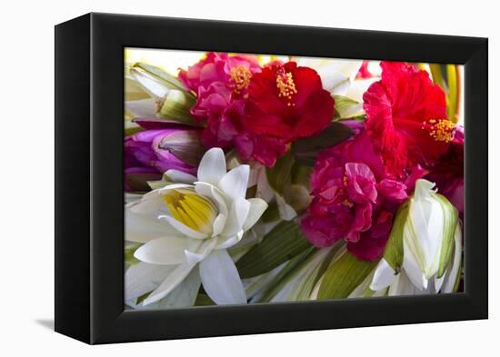 Indonesia, Bali. Outdoor Flower Market-Emily Wilson-Framed Premier Image Canvas