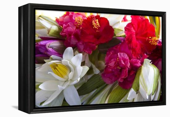 Indonesia, Bali. Outdoor Flower Market-Emily Wilson-Framed Premier Image Canvas