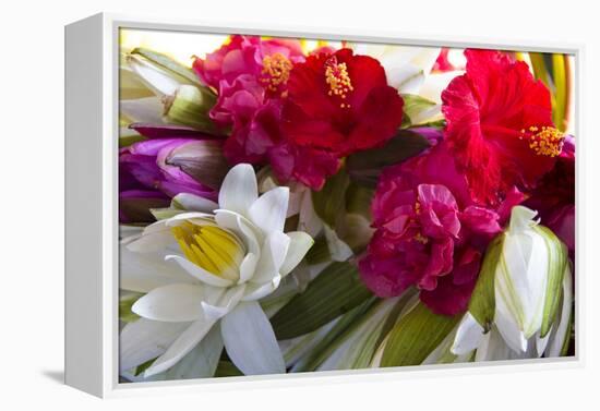 Indonesia, Bali. Outdoor Flower Market-Emily Wilson-Framed Premier Image Canvas