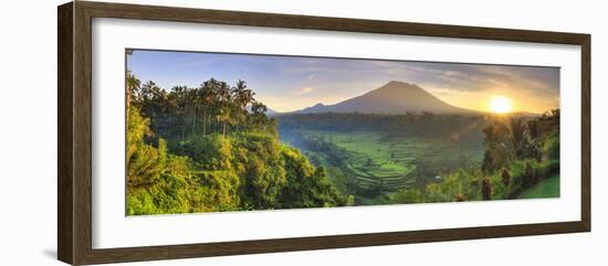 Indonesia, Bali, Redang, View of Rice Terraces and Gunung Agung Volcano-Michele Falzone-Framed Photographic Print