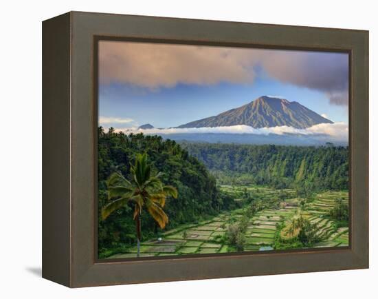 Indonesia, Bali, Rendang Rice Terraces and Gunung Agung Volcano-Michele Falzone-Framed Premier Image Canvas