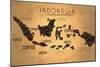 Indonesia Map Coffee Bean Producer on Old Paper-NatanaelGinting-Mounted Art Print