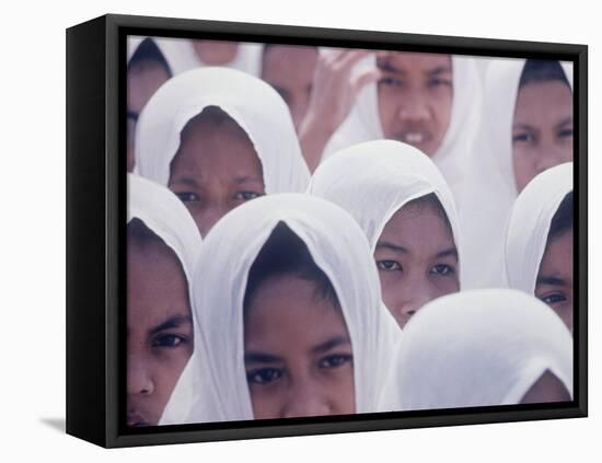 Indonesian Children Wearing White Headdress-Co Rentmeester-Framed Premier Image Canvas