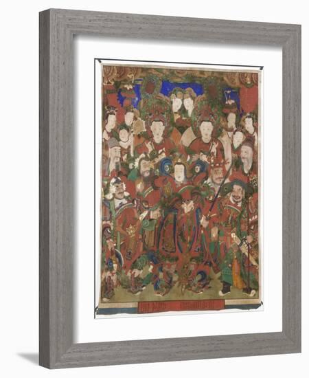 Indra, Brahma, and Skanda with Guardians and Attendants-null-Framed Art Print