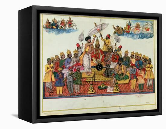 Indra, King of the Gods, Being Anointed with Soma-null-Framed Premier Image Canvas