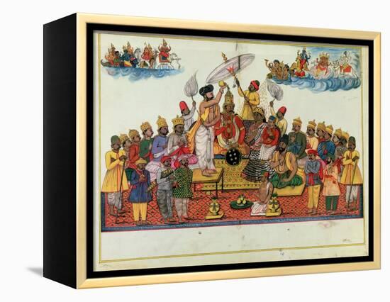 Indra, King of the Gods, Being Anointed with Soma-null-Framed Premier Image Canvas