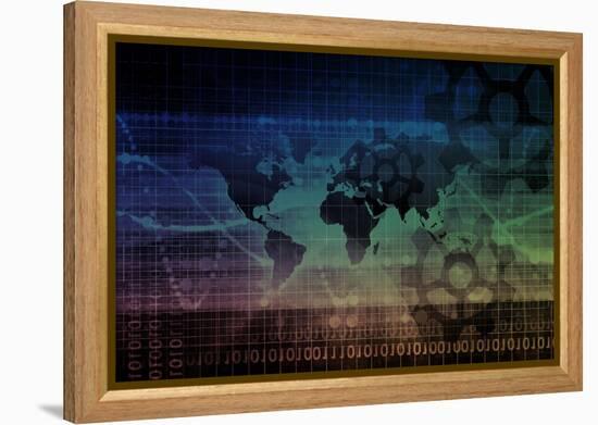 Industrial Background on a Global Map Scale-kentoh-Framed Stretched Canvas