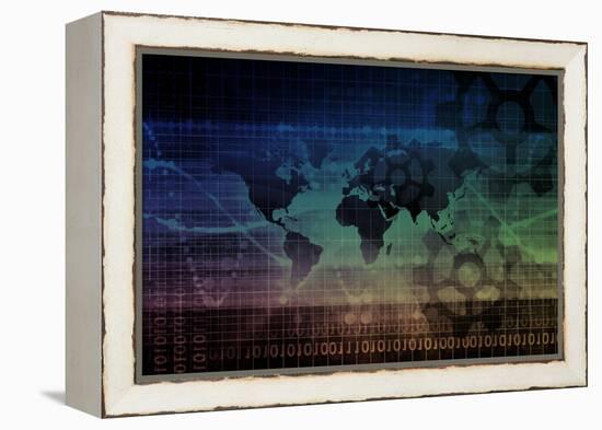 Industrial Background on a Global Map Scale-kentoh-Framed Stretched Canvas