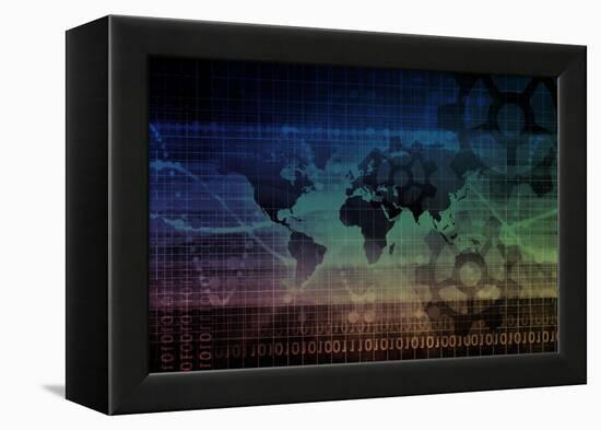 Industrial Background on a Global Map Scale-kentoh-Framed Stretched Canvas