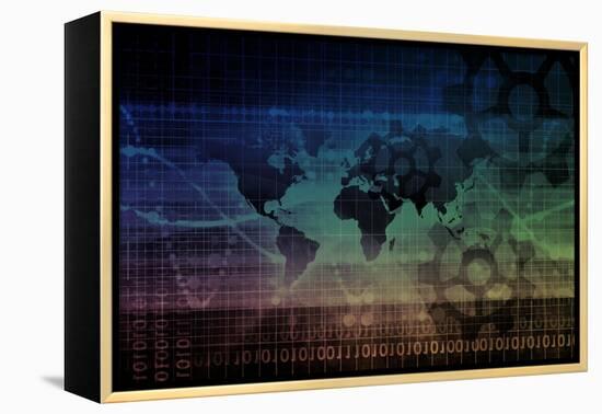 Industrial Background on a Global Map Scale-kentoh-Framed Stretched Canvas