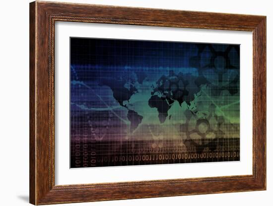 Industrial Background on a Global Map Scale-kentoh-Framed Art Print