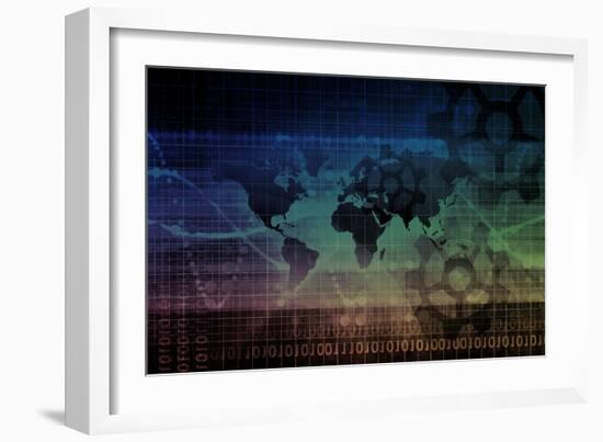 Industrial Background on a Global Map Scale-kentoh-Framed Art Print